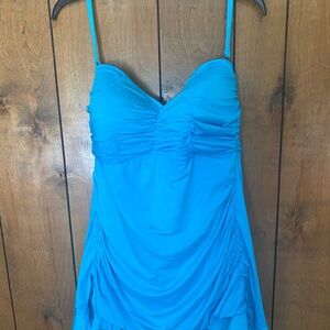 a.n.a Turquoise Swimdress with Ruched Detail